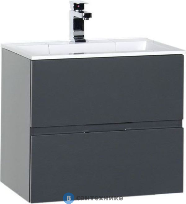 Тумба с раковиной Aquanet Алвита 60 серый антрацит (213094)
