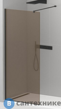 картинка Душевая перегородка Cezares LIBERTA-L-1-120-120-BR-NERO с односторонним входом, стекло бронза, профиль чёрный, 1200x1200x1950 мм