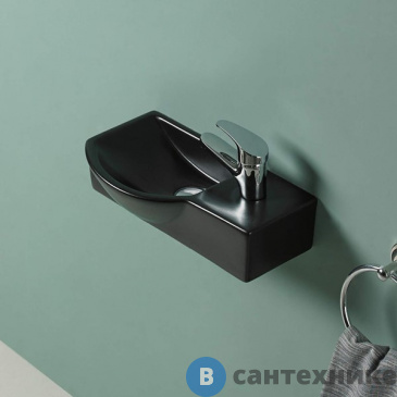 картинка Раковина WELTWASSER AISBACH 7940 MT-BL R подвесная (матовая черная) 400х220х120 мм