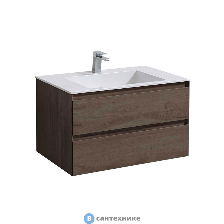 Тумба под раковину Vincea Luka 800 подвесная, 2 выкатных ящика soft-close, R.Oak (VMC-2L800RO)