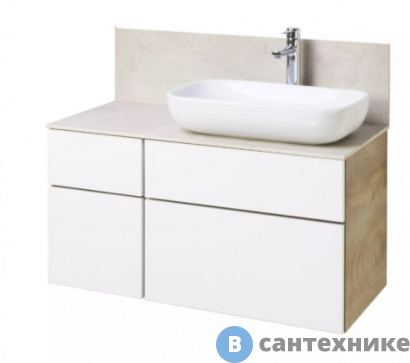 картинка Тумба под раковину Акватон Мишель 100 Дуб Эндгрейн/Белый (1A244101MIX40), без столешницы