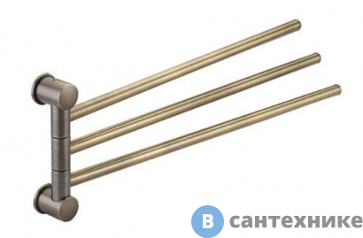 картинка Держатель полотенец WasserKRAFT K-1533 3-е рога металл, покрытие "светлая бронза"