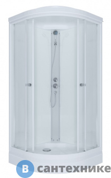 картинка Душевая кабина Тритон Ультра 80*80 А 1/4 круга, низк. подд., Белый, прозр, ДН4 (DK242)