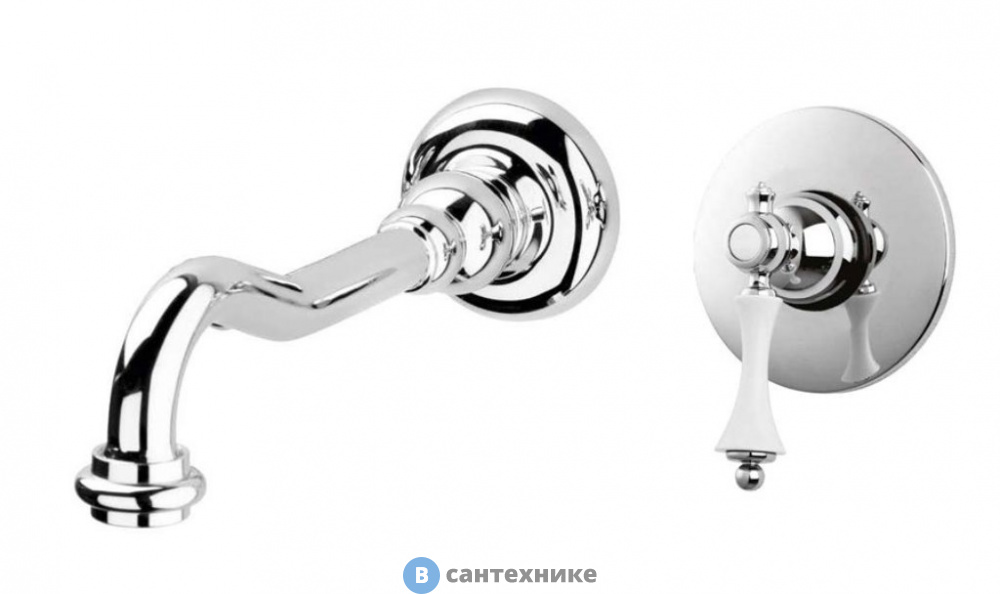 Смеситель Cezares MARGOT-BLS1-01-Bi встраиваемый однорычажный для раковины, хром, ручки белые