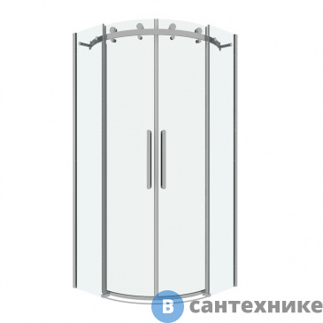 картинка Душевое ограждение Grossman Classic 301.K33.04.9090.10.00 (90*90*195) полукруг, раздвиж, хром, стекло прозрачное, без поддона
