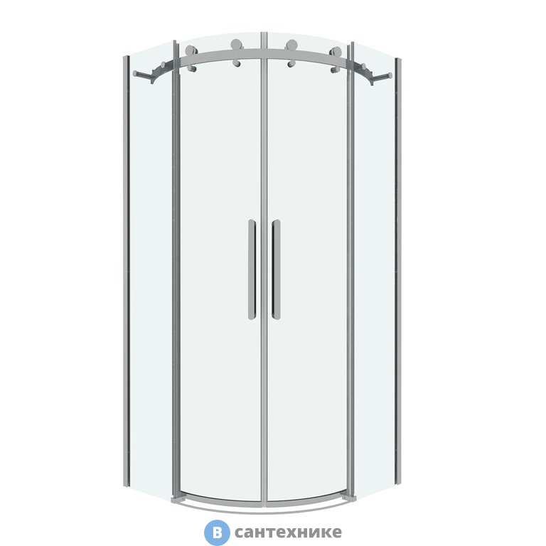 Душевое ограждение Grossman Classic 301.K33.04.9090.10.00 (90*90*195) полукруг, раздвиж, хром, стекло прозрачное, без поддона