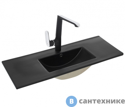 картинка Раковина WELTWASSER DEILBACH 7517-100 MT- BL врезная (матовая чёрная) /1015х395х175/