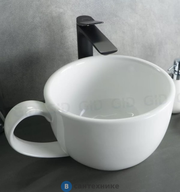 Раковина накладная GID-ceramic N9055 белый (400х300х180)