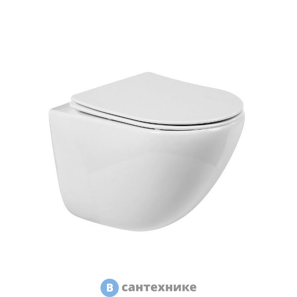 Унитаз подвесной BelBagno AMANDA BB051CHR/BB051SC безободковый, с сиденьем