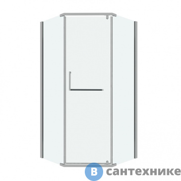 картинка Душевое ограждение Grossman Pragma 302.K33.03.9090.10.00 (90*90*195) трапеция, распашная, хром, стекло прозрачн, без поддона