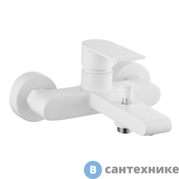 картинка Смеситель AZARIO DELANO для ванны с коротким изливом, белый матовый (AZ-158405126)