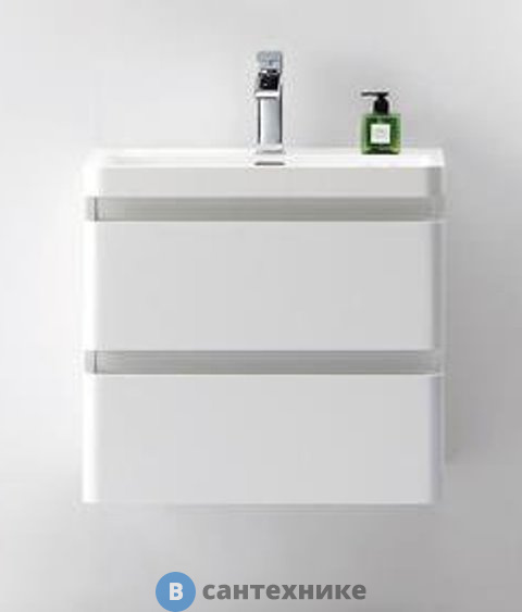 Тумба под раковину BelBagno 60 см ENERGIA-N-600-2C-SO-BL подвесная с двумя выкатными ящиками, с доводчиками, Bianco Lucido