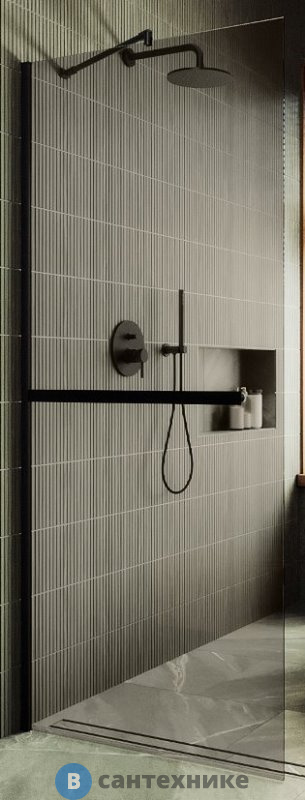 Душевая перегородка в профиле MaybahGlass 1950*790 Стекло 8 мм Бронза +Полотенцесушитель (MGD-727-6ш)