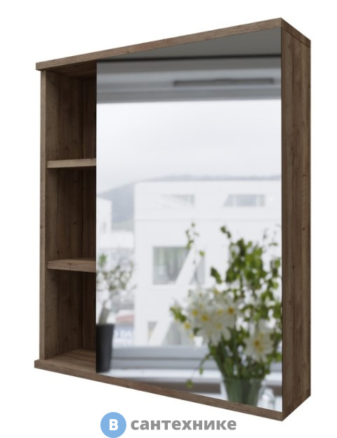 Шкаф-зеркало Grossman ФОРТА-70 см универсал. темный дуб