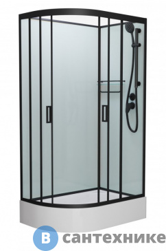 картинка Душевая кабина Frank F412/1R Black правосторонняя средний поддон б/к (без крыши)