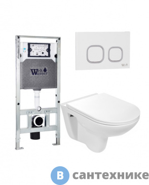 картинка Унитаз с инсталляцией WELTWASSER и кнопкой смыва (AMBERG 506 ST + BAARBACH 004 GL-WT + AMBERG RD-WT)