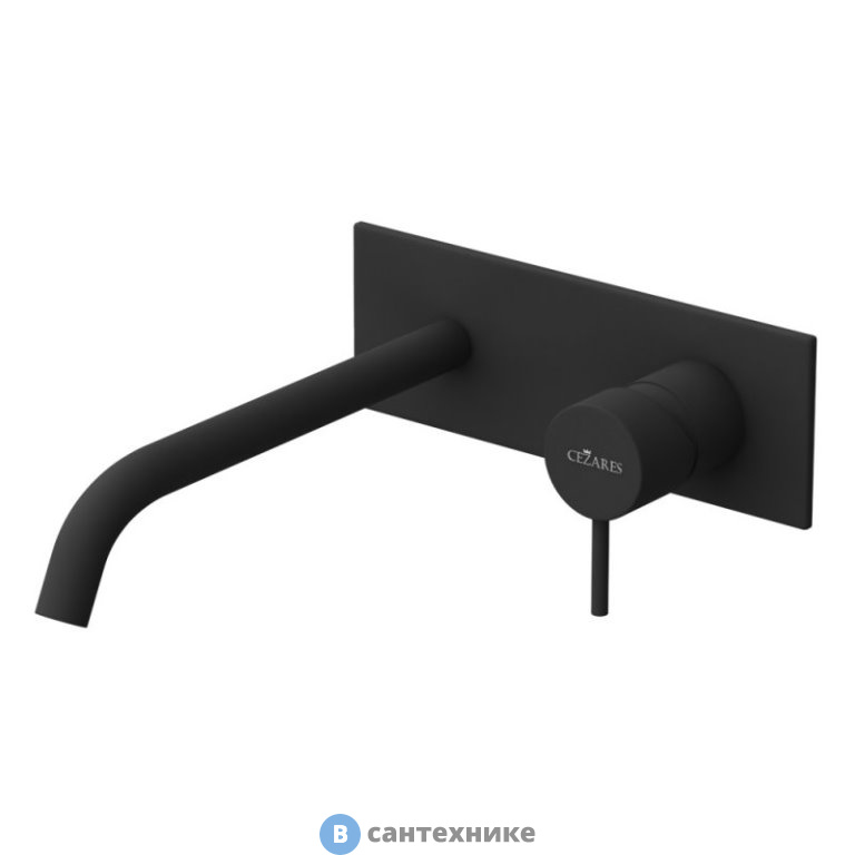 Смеситель Cezares LEAF-BLI1-L-NOP для раковины встраиваемый, однорычажный, чёрный матовый