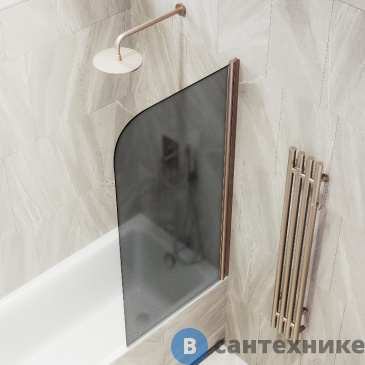 картинка Шторка для ванны поворотная на монопетле MaybahGlass 1400*800 Стекло 6 мм Графит матовый (MGV-624-2)