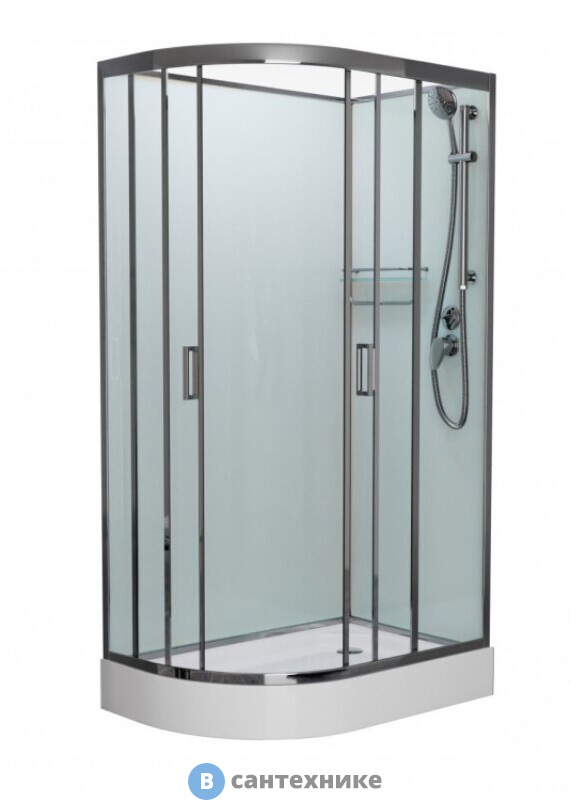 Душевая кабина Frank F411R М Brilliant правосторонняя, низкий поддон, б/к (без крыши) матовое стекло