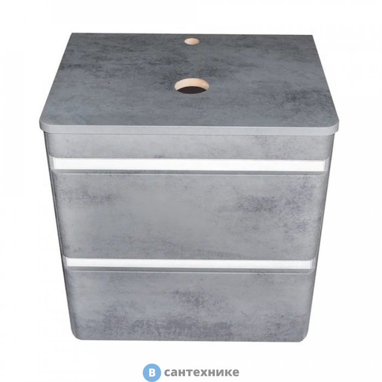 Тумба под раковину Style line Атлантика 70, Люкс бетон темный, (2 ящ.), со столешницей МДФ, подвесная PLUS (2000949234472)