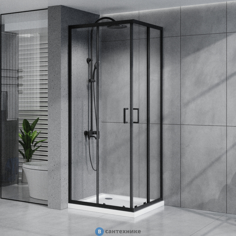 Душевое ограждение Azario VIENNA SQP-90х90х195-MB-CL, прозрачное стекло 6 мм, профиль матовый черный (AZ-R36-90-MB-CL)
