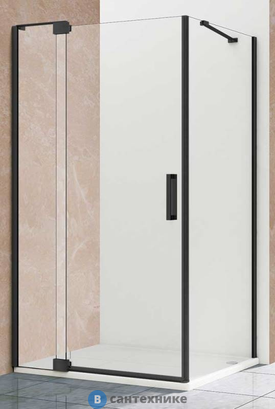 Душевой уголок Vincea Extra VSR-1E111290CLB, 1100/1200*900, черный, стекло прозрачное, без поддона