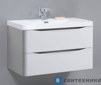 картинка Тумба под раковину BelBagno 80 см ANCONA-N-800-2C-SO-BL подвесная с двумя выкатными ящиками, с доводчиками, Bianco Lucido