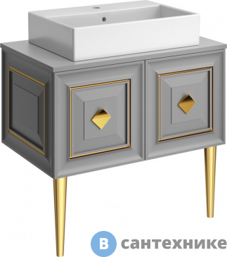 картинка Тумба с раковиной Belinza Davlos 80 серая (551481)