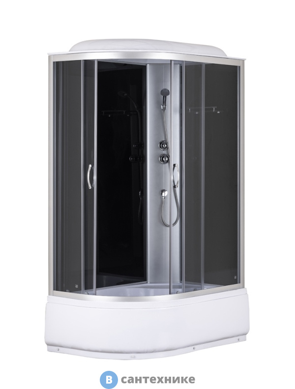 Душевая кабина Taliente TA-12080GR, тон. стекло, чёрные зад. стенки, 120*80*215 см правая, глубокий поддон