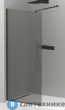 картинка Душевая перегородка Cezares LIBERTA-L-1-90-120-GR-NERO с односторонним входом, стекло графит, профиль чёрный, 900x1200x1950 мм