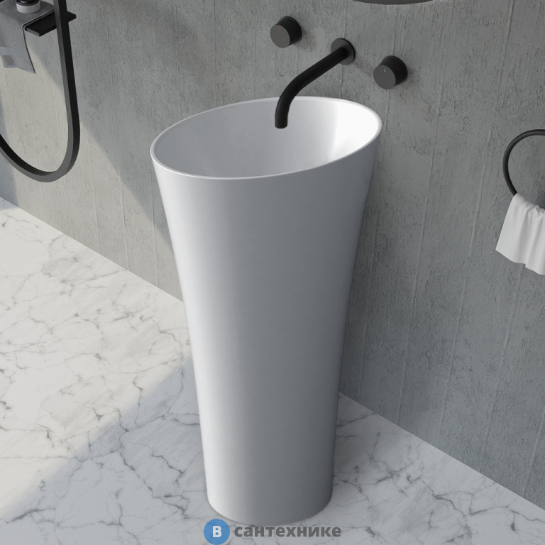 Раковина ABBER Stein AS2509-H отдельностоящая белая матовая