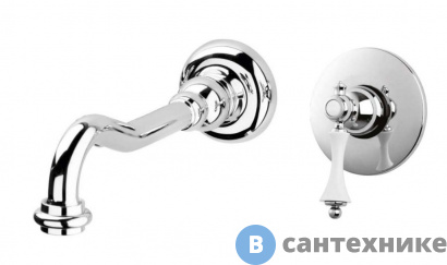 картинка Смеситель Cezares MARGOT-BLS1-01-Bi встраиваемый однорычажный для раковины, хром, ручки белые