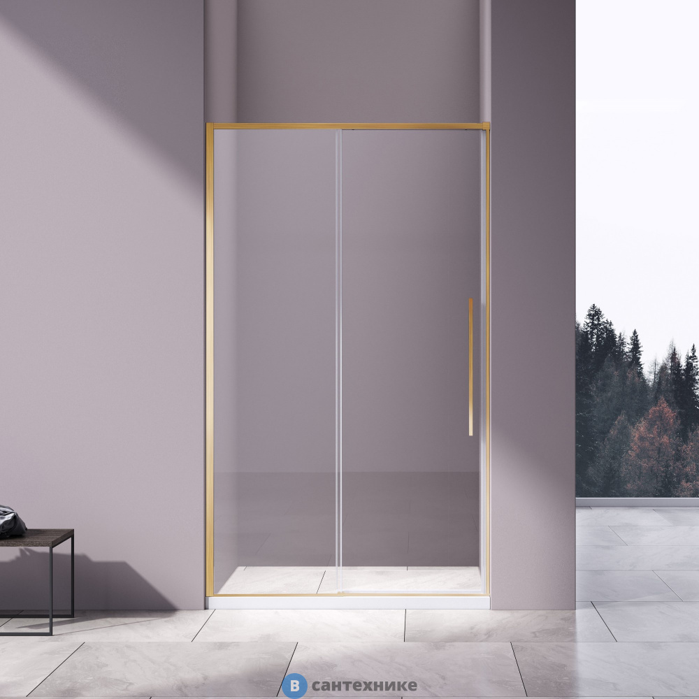 Душевая дверь Vincea Slim-N VDS-4SN120CLG, 1200, брашированное золото, стекло прозрачное