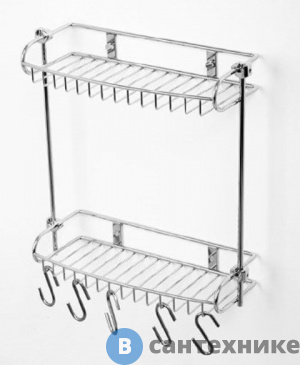 картинка Полка WasserKRAFT K-1422 металлическая двойная, прямая хромоникелевое покрытие, нержавеющая сталь