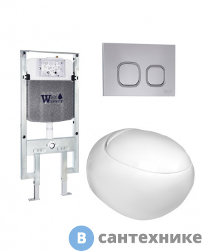картинка Унитаз с инсталляцией WELTWASSER и кнопкой смыва (AMBERG 497 ST + JECKENBACH 004 GL-WT + AMBERG RD-CR)