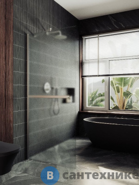 картинка Душевая перегородка в профиле MaybahGlass 1950*690 Стекло 8 мм Сатин +Полотенцесушитель (MGD-725-5ш)