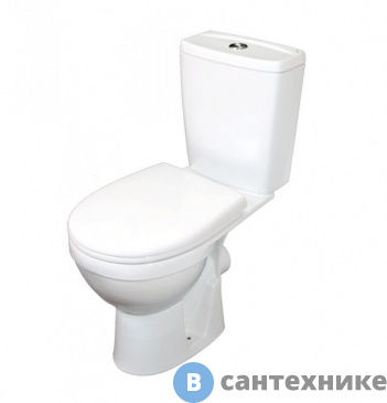 картинка Унитаз-компакт ROSA Рио белый н/п под кн/арм (бачок,+2ур. арм Уклад., п/п сиденье )