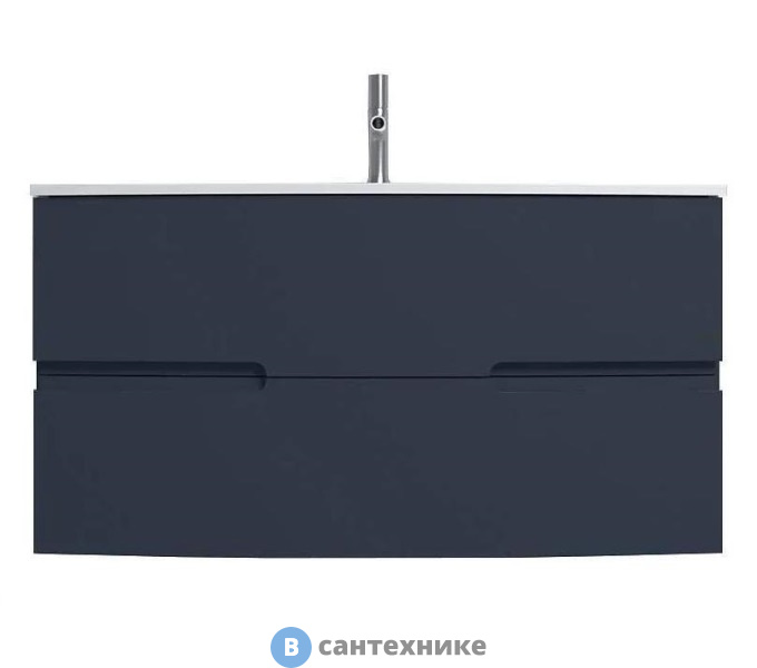 Тумба под раковину Jacob Delafon Nona EB1889RU-G98 с интегрированными ручками, глянцевый темно-синий, 100 см, 2 ящика