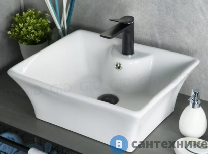 картинка Раковина накладная GID-ceramic N9108 белый (490х410х190)