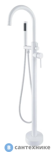 Смеситель Orange Steel M99-336w однозахватный напольный для ванны, белый