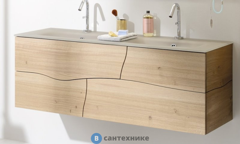 Тумба под раковину Jacob Delafon Sherwood EB1835RU-P6 с системой push-to-open, натуральный дуб, 140 см, 4 ящика