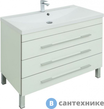 картинка Тумба с раковиной Aquanet Верона 100 белый (напольная 3 ящика) (287663)