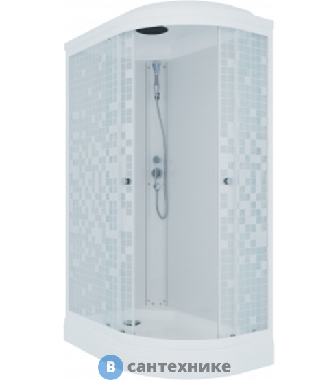 Душевая кабина Тритон Коралл 120*80 А лев., 1/4 круга, низ. подд., Белый, Мозаика (DK240)