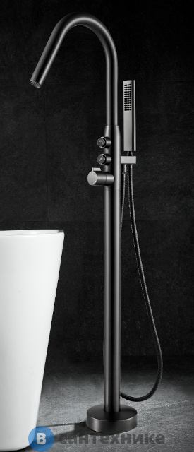 Смеситель Black&White U7752GM для ванны, отдельностоящий, тёмно-серый