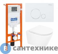 Комплект BelBagno 3 в 1 BB8001CHR/SC/BB002-80/BB014-SR-BIANCO (унитаз подвесной с сиденьем BelBagno TRE BB8001CHR/SC + система инсталляции для унитазов BelBagno BB002-80 с кнопкой смыва BB014-SR-BI)