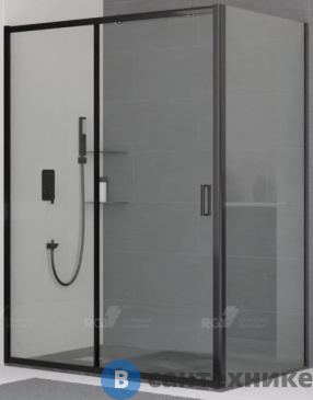 картинка Душевой уголок RGW CL-48-1B (CL-14B+Z-060-1B) чёрный/Прозрачное/5 мм 110* 90*185 (320948119-014), без поддона