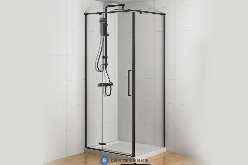 Душевой уголок Royal Bath BERN-V RB100x90х195-T-BL (прозрачное) (BERN-V RB9100-T-BL)