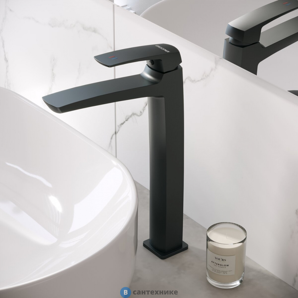 Смеситель Grossman Mercury 520.K35.10.210 для раковины высокий, черный матовый (520.K35.10.210)