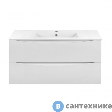 картинка Тумба под раковину Vincea Mia 1000 подвесная, 2 выкатных ящика soft close, G.White (VMC-2MC100GW)
