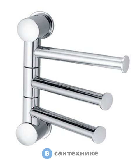 Держатель полотенец WasserKRAFT K-1053 3-е рога, короткие металл, хромоникелевое покрытие